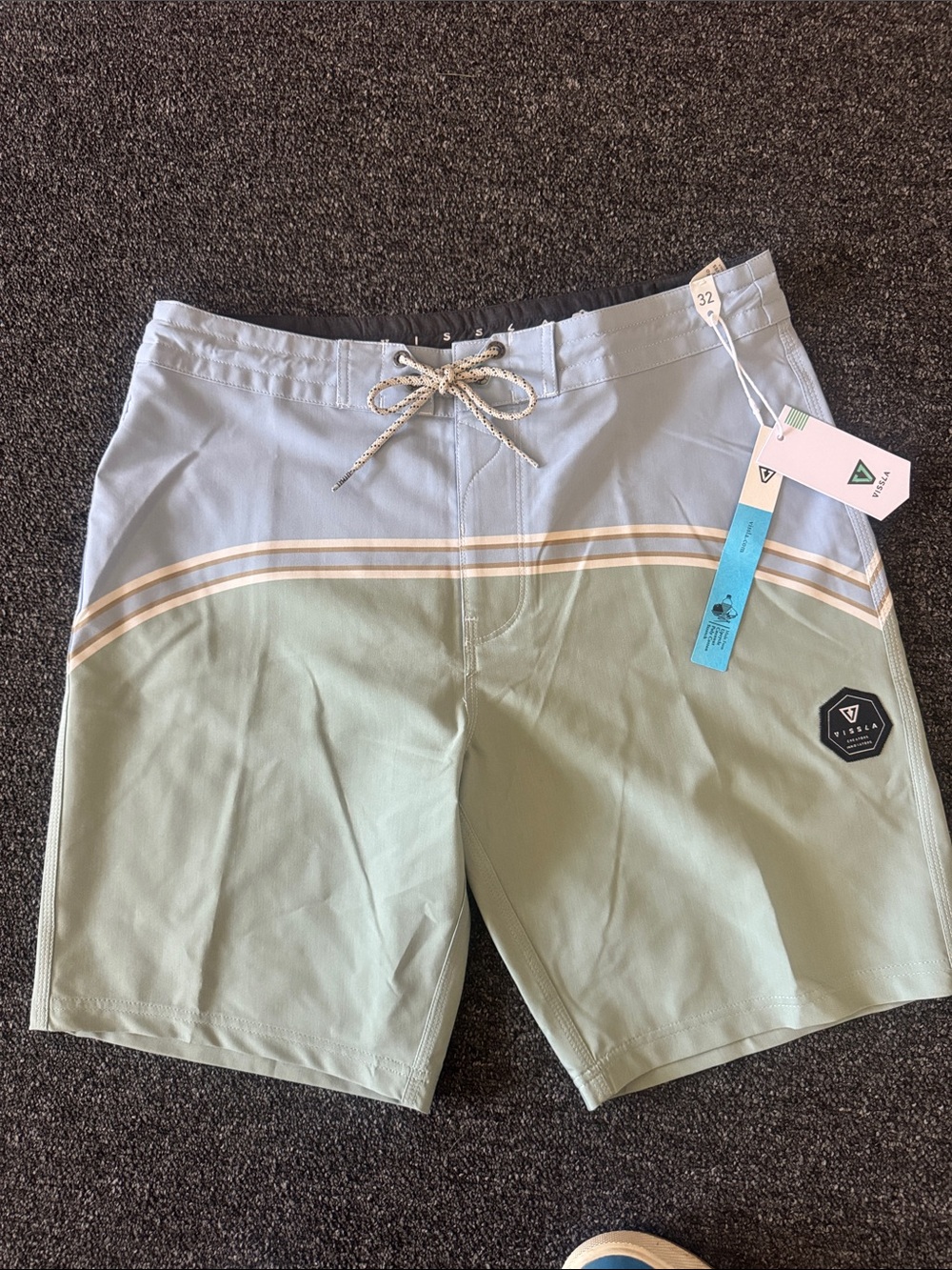 VISSLA Two-Tone Light Blue and Sage Green Men’s Board Shorts